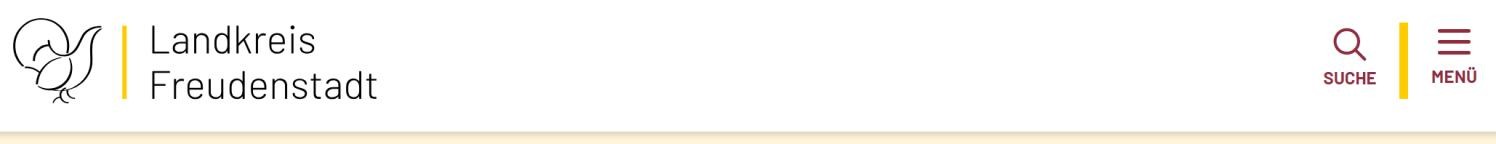 Oberer Bereich der Seite mit Logo, Suche und Menübutton