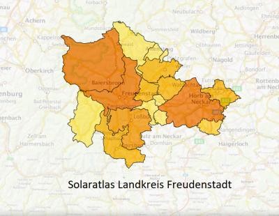 Darstellung des Landkreises Freudenstadt und farblicher Markierung der Gemeinden Darstellung des Landkreises Freudenstadt und farblicher Markierung der Gemeinden