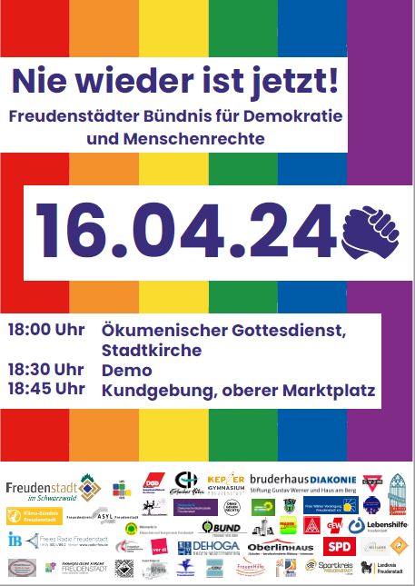 Auf einem Plakat wird für die Kundgebung geworben